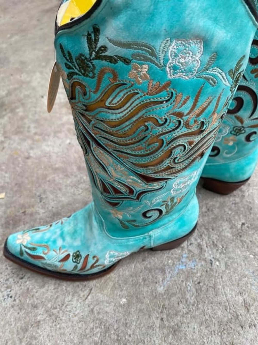 Nwt Corral Aqua Horse Inlay Iridescent Boots Sz 10 - Picture 2 of 4